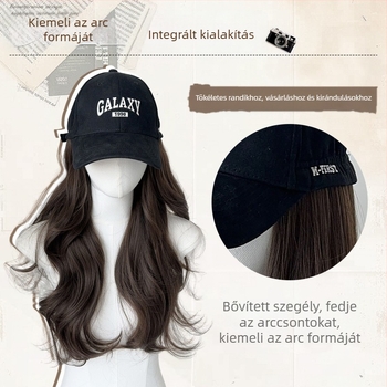 Női sapka-paróka egységes baseball sapkával — hosszú göndör haj, anyag: hőálló selyem, modell MZ-2724-76