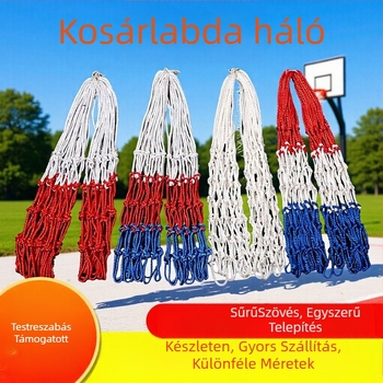 Személyre szabott kültéri kosárlabda háló, erősített polipropilén/poliészter keverék, vastagított kivitel, testre szabható, kompatibilis a szabványos keretekkel