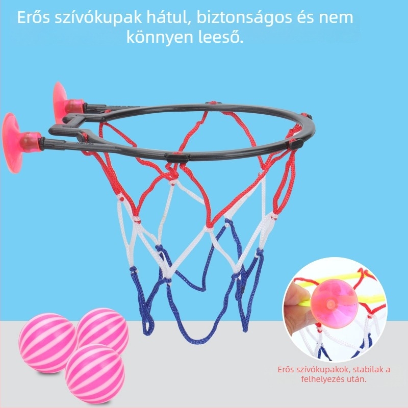 Mini szívófejes kosárpalánk a fürdőszobába – vízijáték dobáshoz, műanyag, Autonomy márka, 4–6 éveseknek