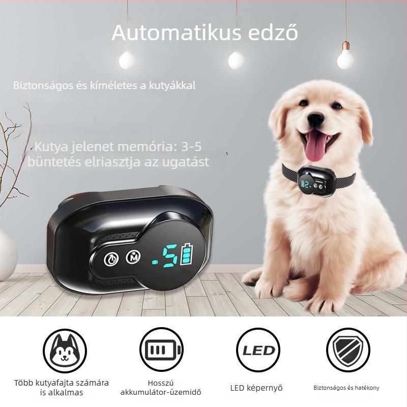 Ugatás elleni eszköz, Automata elektromos sokkoló nyakörv háziállatok számára, intelligens és ártalmatlan, zajcsökkentő eszköz