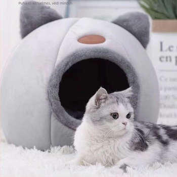 Cat Head Bed – egész éves meleg, légáteresztő, fél‑zárt, mosható