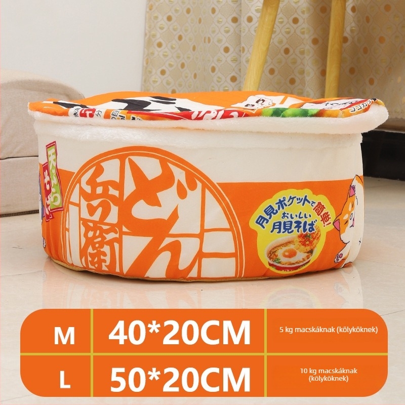 Ramen tál formájú macskafészek – vastag és meleg, félig zárt fekhely, japán stílusú, levehető és mosógépben mosható