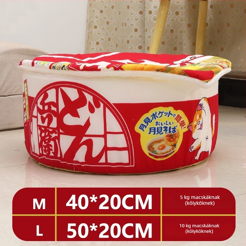 Ramen tál formájú macskafészek – vastag és meleg, félig zárt fekhely, japán stílusú, levehető és mosógépben mosható