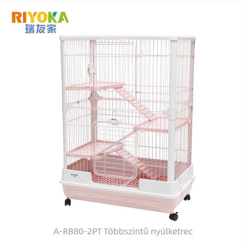 Kisállat-nyúlketrec nyitható felsővel, tetőablakkal és magas peremmel — modell A-RB80-2PT, műanyag