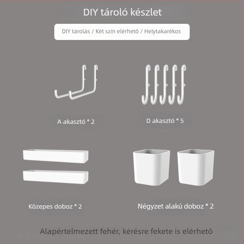 Pegboard falra szerelhető készlet – fúrás nélkül, vákuumos rögzítés, műanyag anyag, egyszerű és modern, japán DIY stílus, 1 szint, nappali tároláshoz