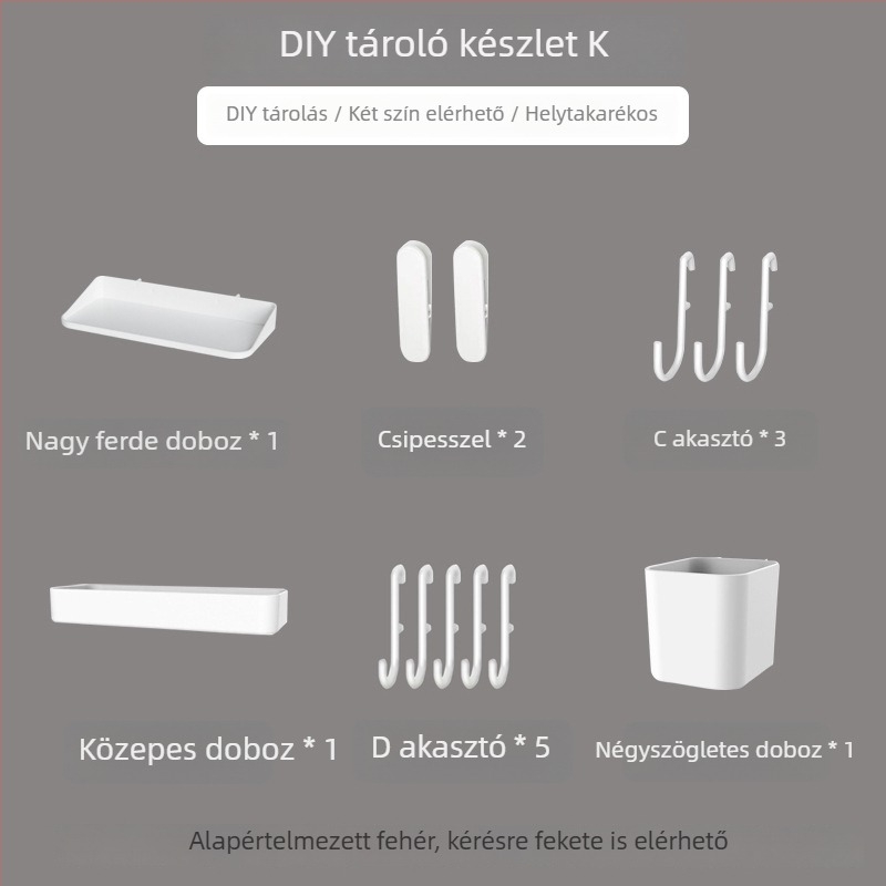 Pegboard falra szerelhető készlet – fúrás nélkül, vákuumos rögzítés, műanyag anyag, egyszerű és modern, japán DIY stílus, 1 szint, nappali tároláshoz