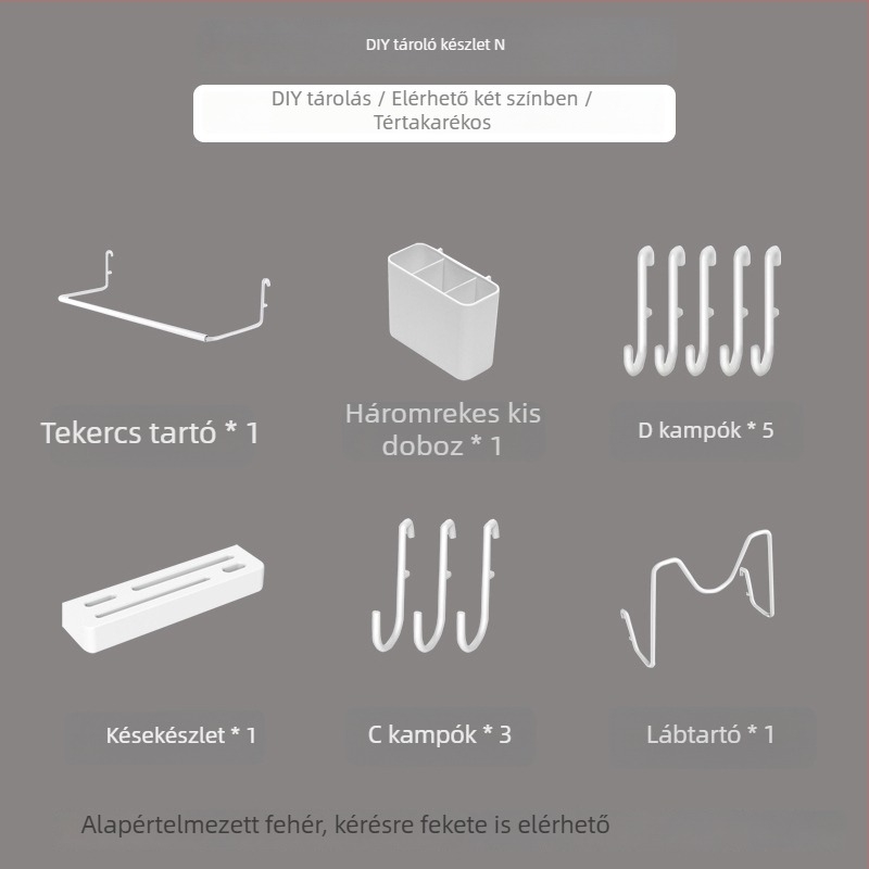 Pegboard falra szerelhető készlet – fúrás nélkül, vákuumos rögzítés, műanyag anyag, egyszerű és modern, japán DIY stílus, 1 szint, nappali tároláshoz
