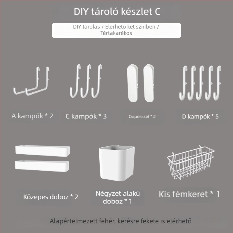 Pegboard falra szerelhető készlet – fúrás nélkül, vákuumos rögzítés, műanyag anyag, egyszerű és modern, japán DIY stílus, 1 szint, nappali tároláshoz