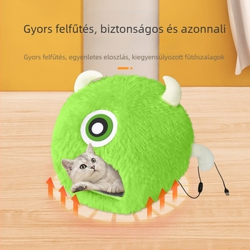Félig zárt macskaház télre, USB elektromos fűtés, velúr anyag