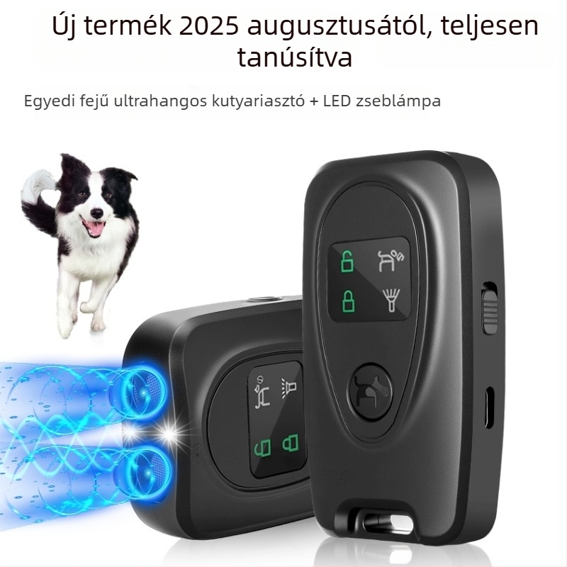 Kétfejű ultrahangos kutyarepeller, eszköz anti-bark, kültéri elrettentő lámpával (ABS, Bin can márka, kutyák számára, Importált: Nem)