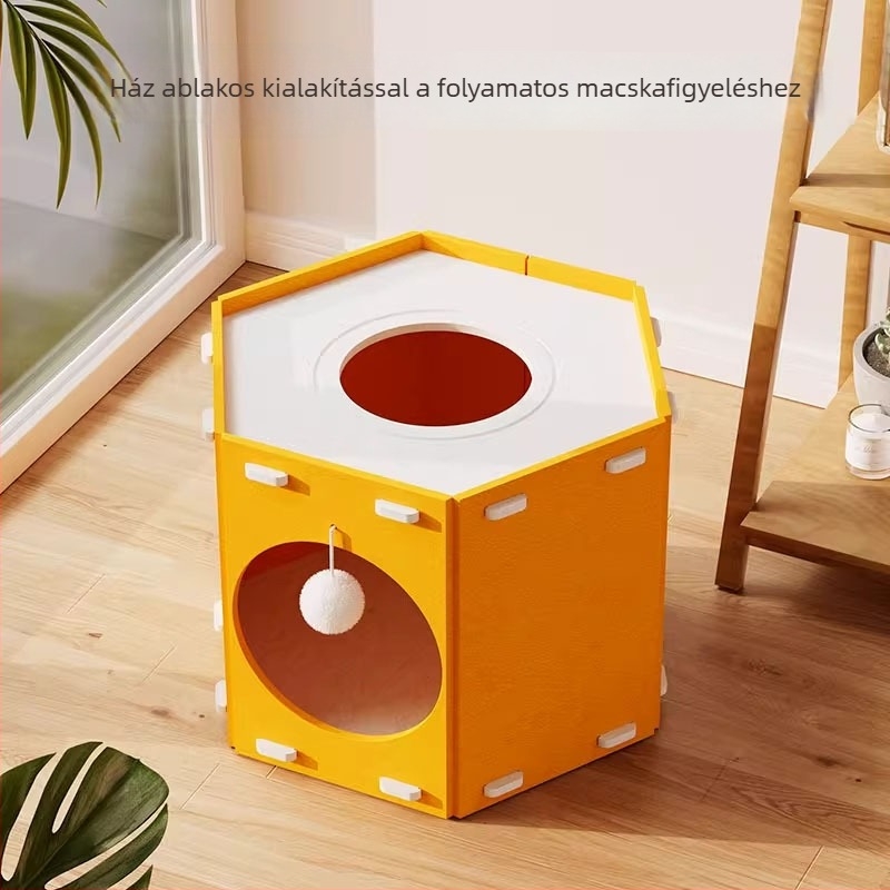 Filc macskaodú tunellel és karmaplakkal, hexagonális menedék, lélegző