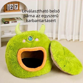 Négy évszakos zárt macskafészek — pamut anyagú macskafészek, biztonságos alvóhely