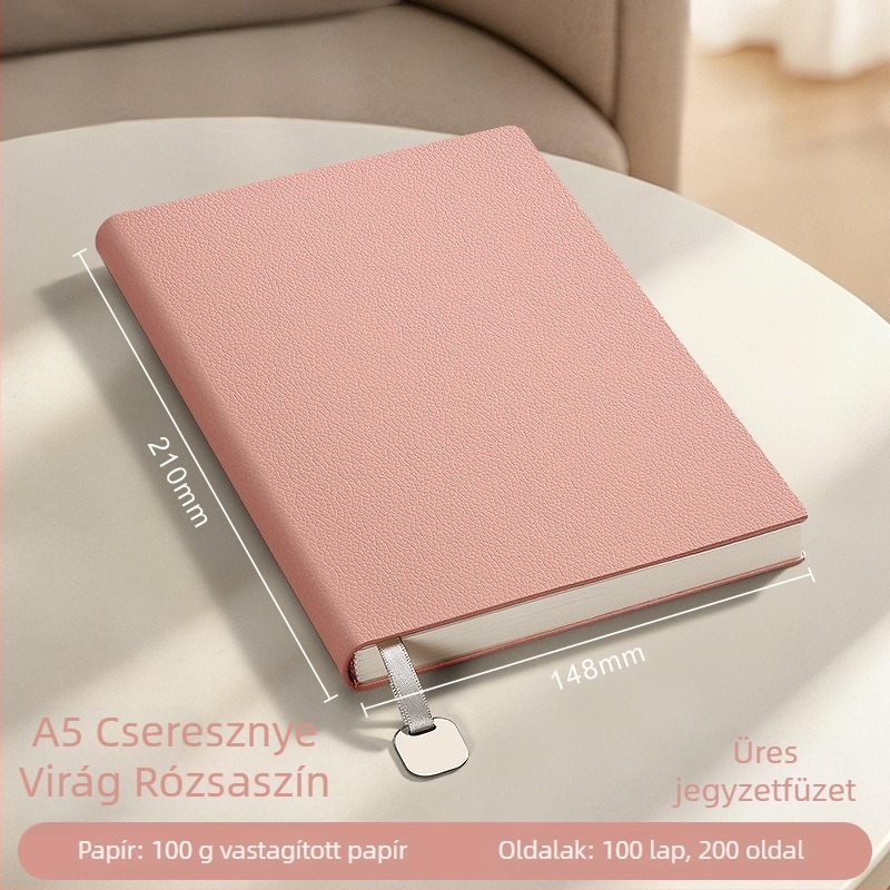 Notesz műbőr borítóval, varrott kötés, papír 100 g/m², 100–200 oldal, nyomtatható logóval testreszabható