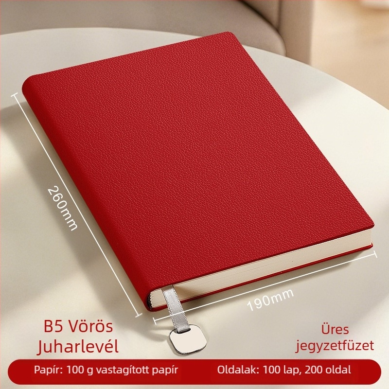 Notesz műbőr borítóval, varrott kötés, papír 100 g/m², 100–200 oldal, nyomtatható logóval testreszabható