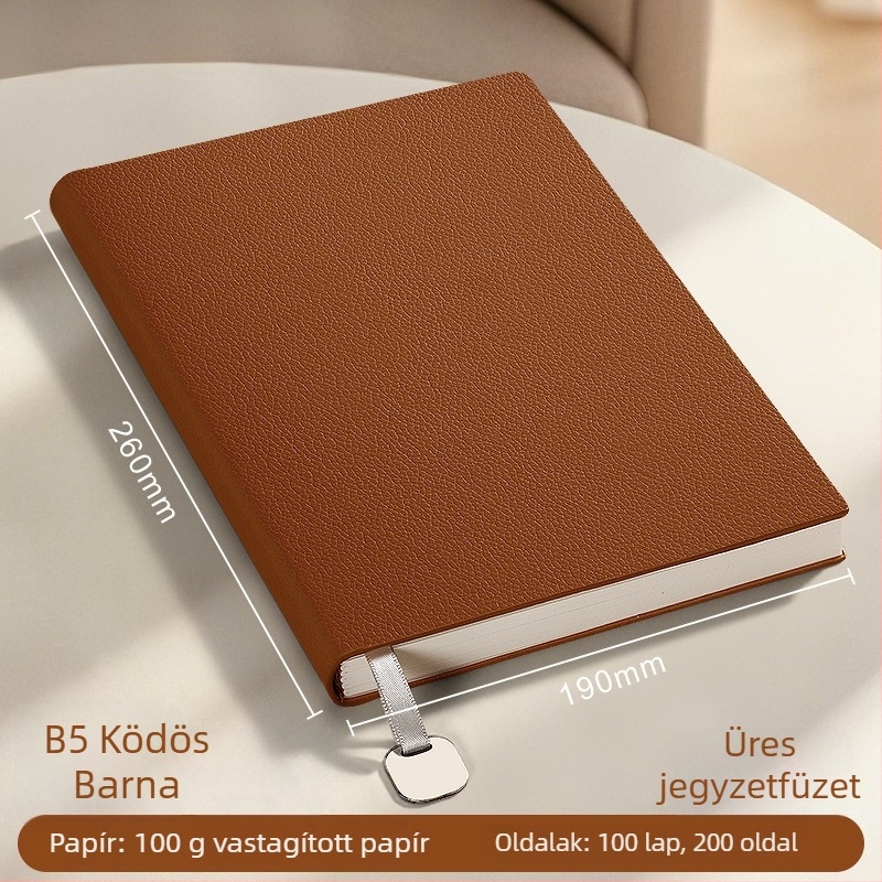 Notesz műbőr borítóval, varrott kötés, papír 100 g/m², 100–200 oldal, nyomtatható logóval testreszabható