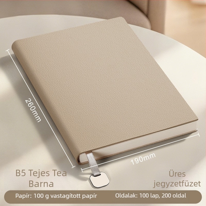 Notesz műbőr borítóval, varrott kötés, papír 100 g/m², 100–200 oldal, nyomtatható logóval testreszabható