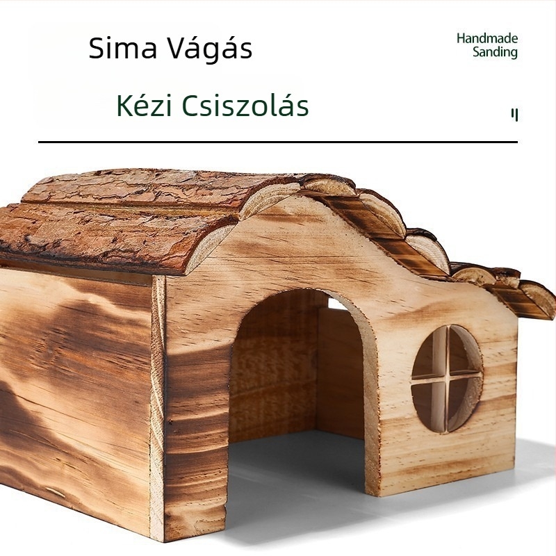 Fából készült hörcsög ház, fa konstrukció, hörcsög számára, nem importált