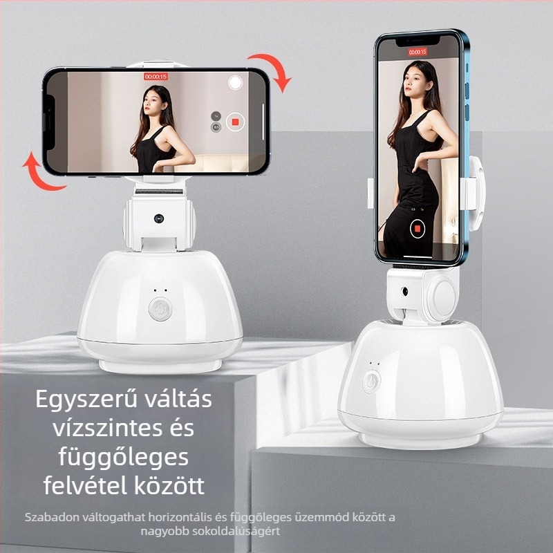 Okostelefon gimbal stabilizátor arcfelismeréssel, rezgéscsillapítással, kitöltőfénnyel, Bluetooth távirányítóval, selfie állvánnyal