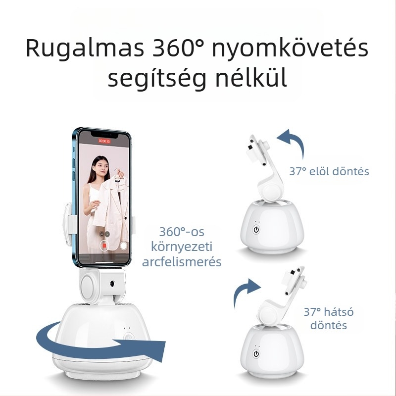 Okostelefon gimbal stabilizátor arcfelismeréssel, rezgéscsillapítással, kitöltőfénnyel, Bluetooth távirányítóval, selfie állvánnyal
