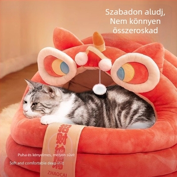 Macska fészek téli használatra: félig zárt, szélálló, nedvességálló, nemdeformálódó (Anyag: Szövet; Cél: Macskák; Szezon: Tél; Funkció: Megőrizze a meleget)