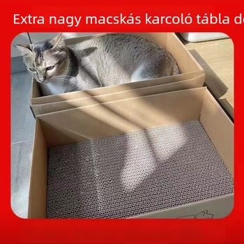 Karton macska karmoló tábla beépített macskafészekkel — Cartoon stílus, hullámos papírból készült, tartós, kopásálló
