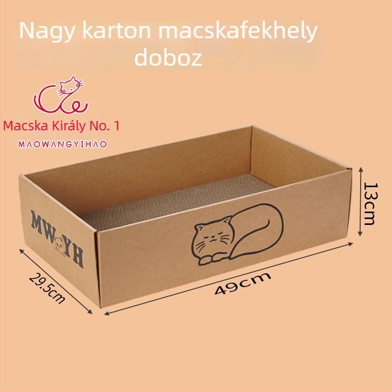 Karton macska karmoló tábla beépített macskafészekkel — Cartoon stílus, hullámos papírból készült, tartós, kopásálló