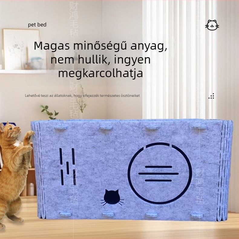 Caihong filc macskafészek - levehető, összecsukható, lélegző; Anyag: poliészter filc; Macskáknak