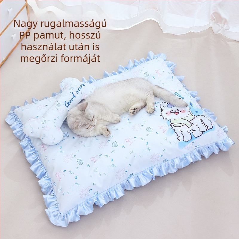 Csipkés szegélyű macskamatrac, egész éves kisállat-ágy, levehető és mosható