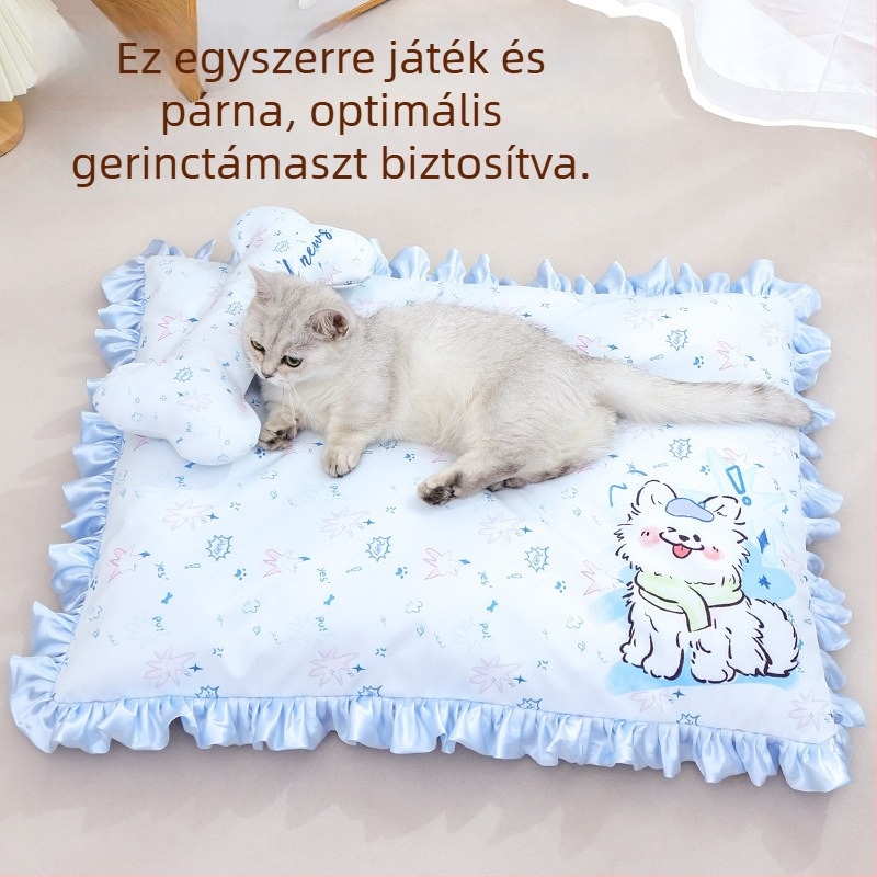 Csipkés szegélyű macskamatrac, egész éves kisállat-ágy, levehető és mosható
