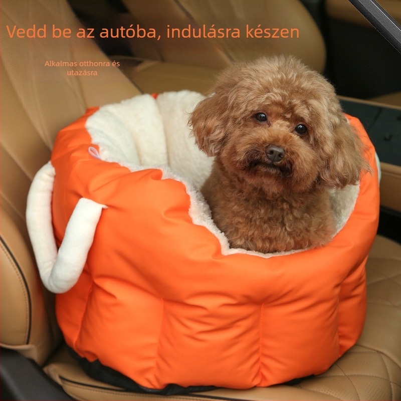Hordozható autós kisállat szállító, vastag téli meleg, félig zárt macskaház, kis méretű kutyák számára fekhely