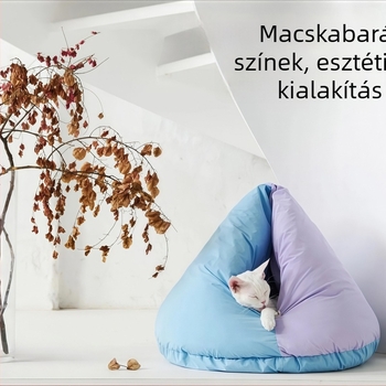 Mongol jurta stílusú macskafészek, nagy félzárt odú, PP cotton, levehető és mosható, melegen tart, minden évszakban használható