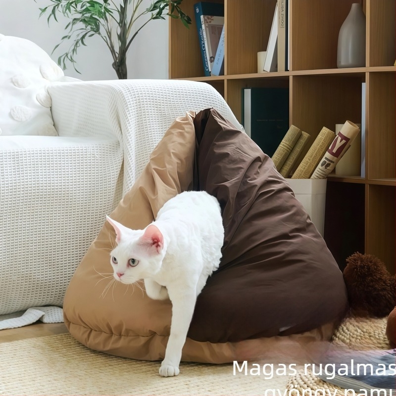 Mongol jurta stílusú macskafészek, nagy félzárt odú, PP cotton, levehető és mosható, melegen tart, minden évszakban használható
