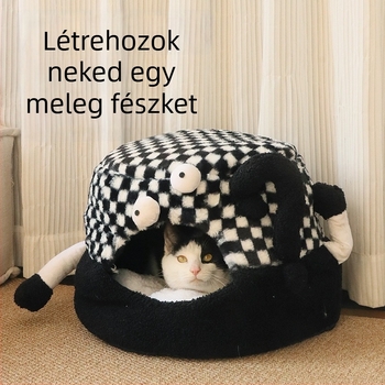 Leyoupai macska fészek - anyagok: rabbit plush, vászon, lambswool; kategória: háziállat-fészek; alkalmas macskáknak