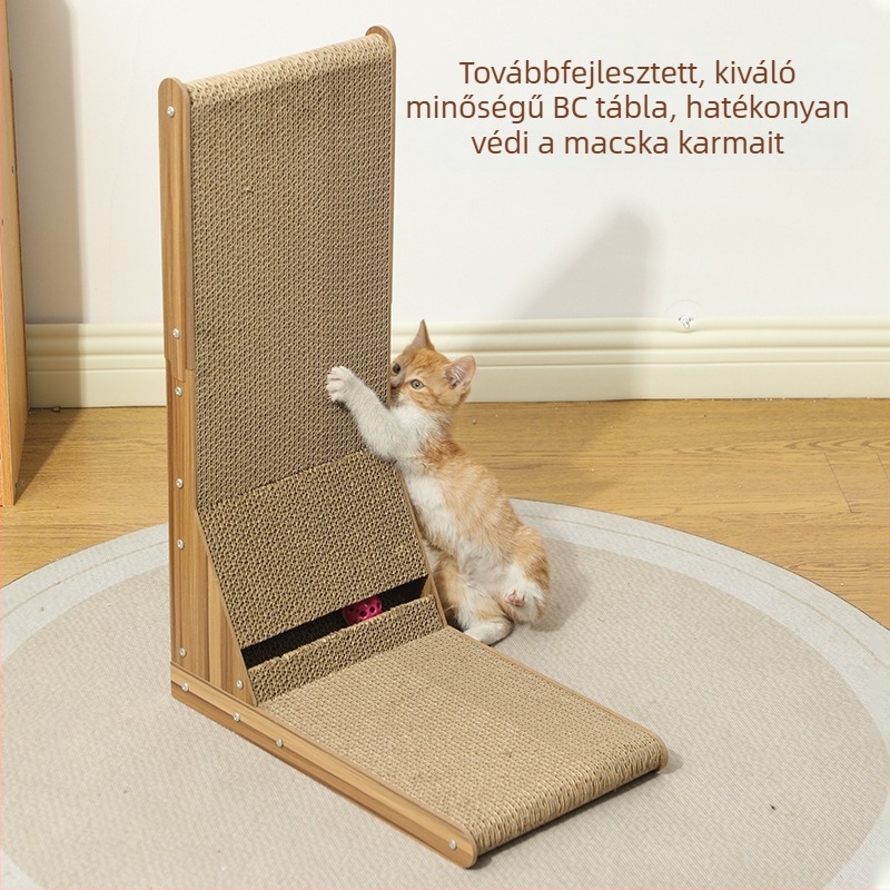 L-alakú, függőleges macska karmoló deszka hullámos papírból, eszköz a karmolásra, tartós és szálmentes