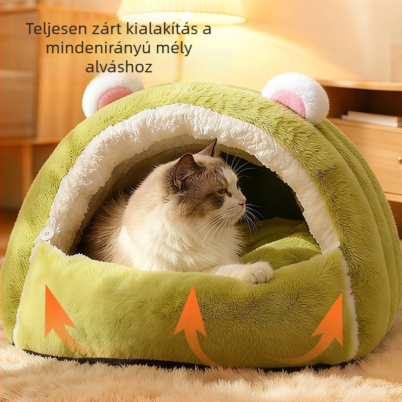 Minden évszakban meleg háziállatoknak, zárt macska- és kutyaház, levehető és mosható