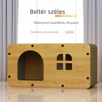 Macska karmoló tábla és odú hullámos papírból, minimalist stílus, stackable, kopásálló, tágas