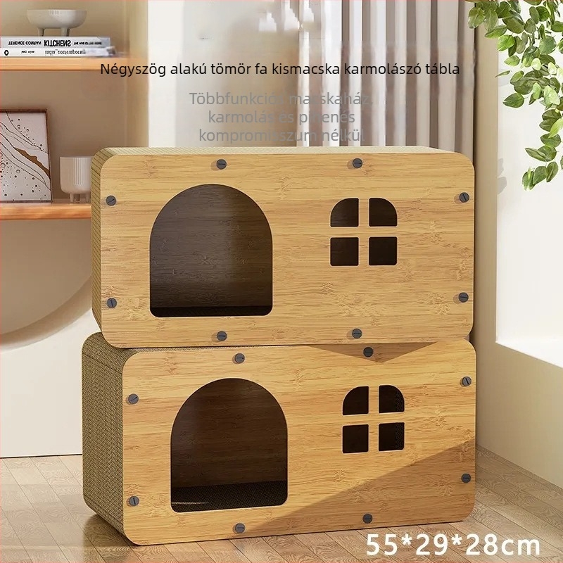 Macska karmoló tábla és odú hullámos papírból, minimalist stílus, stackable, kopásálló, tágas