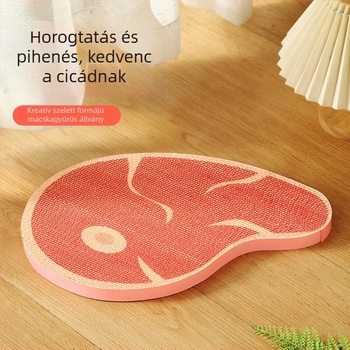 Steak formájú macska karmoló deszka, hullámkartonból, aranyos stílus, karmolás és pihenés játék