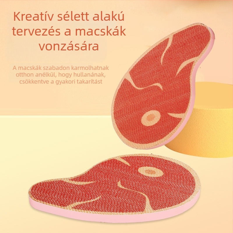 Steak formájú macska karmoló deszka, hullámkartonból, aranyos stílus, karmolás és pihenés játék