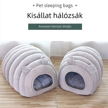 Négy évszakos meleg odú macskáknak és kutyáknak, félig zárt, teljesen mosható belső párnával