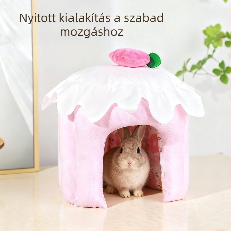 Textilből készült hörcsög búvóháza, kör alakú, meleg 3D pamutfészek, beltéri használatra egész évben