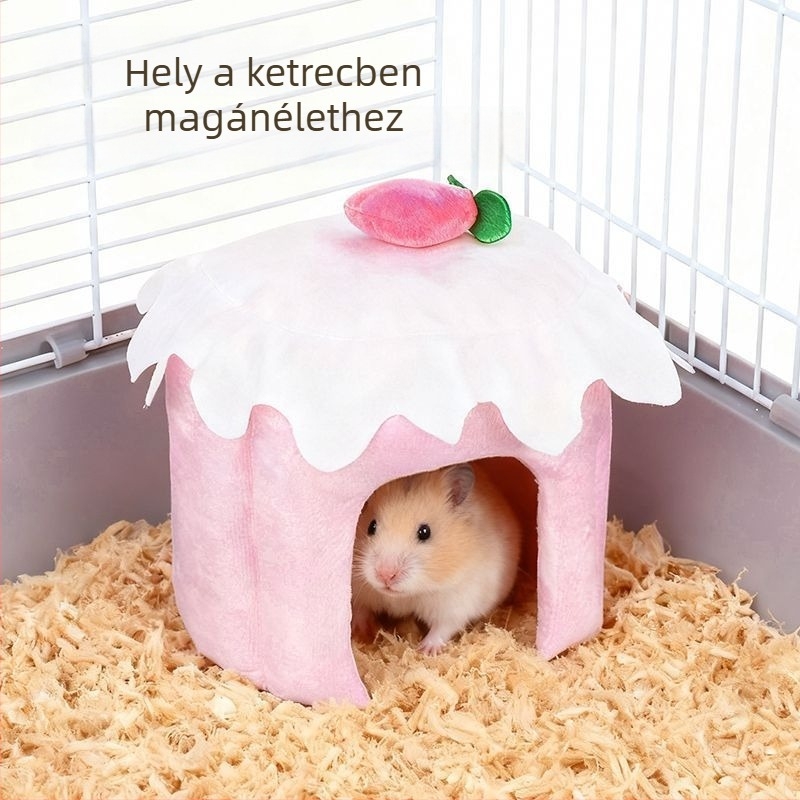 Textilből készült hörcsög búvóháza, kör alakú, meleg 3D pamutfészek, beltéri használatra egész évben