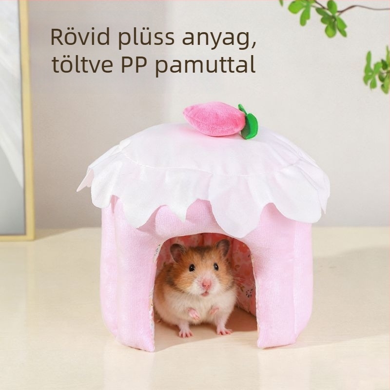 Textilből készült hörcsög búvóháza, kör alakú, meleg 3D pamutfészek, beltéri használatra egész évben