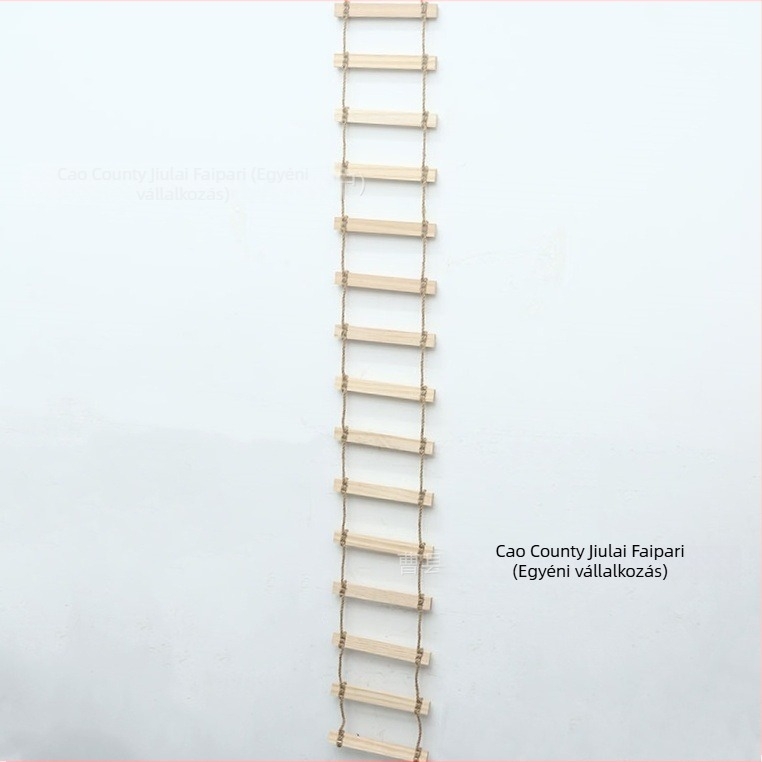 Tömörfa macska mászó keret készlet kötél létrával, odúval, karcoló táblával és függőhíddal