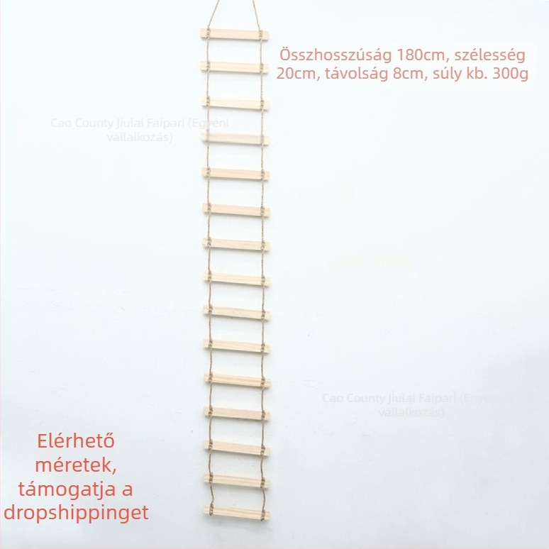 Tömörfa macska mászó keret készlet kötél létrával, odúval, karcoló táblával és függőhíddal