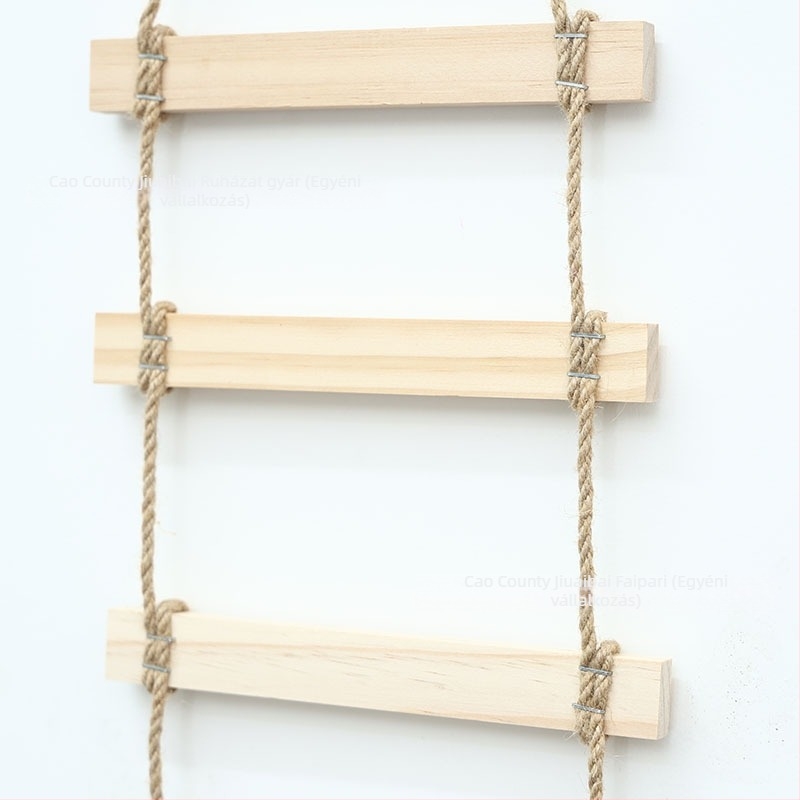 Tömörfa macska mászó keret készlet kötél létrával, odúval, karcoló táblával és függőhíddal