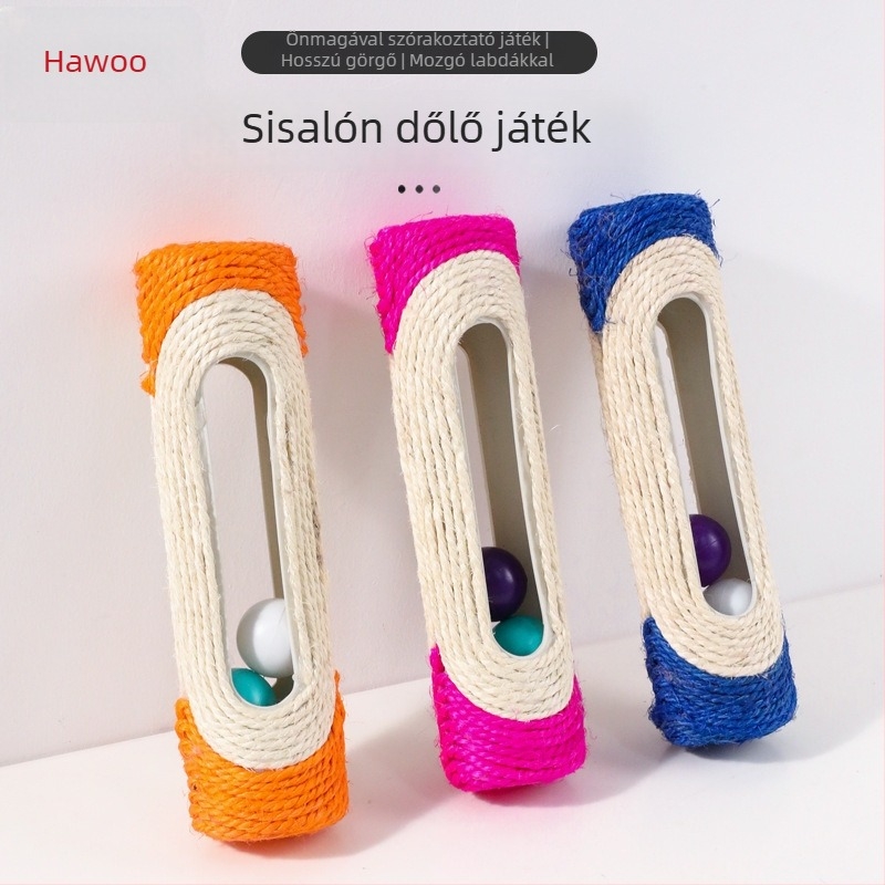 Hawoo/haowo szisal macska játék, cilindres kaparódeszka három golyóval kölyökkiscáknak
