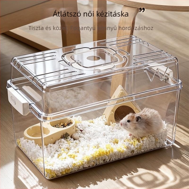 Hörcsög ketrec – műanyag, téglalap alakú, vízálló, hordozható, könnyen tisztítható