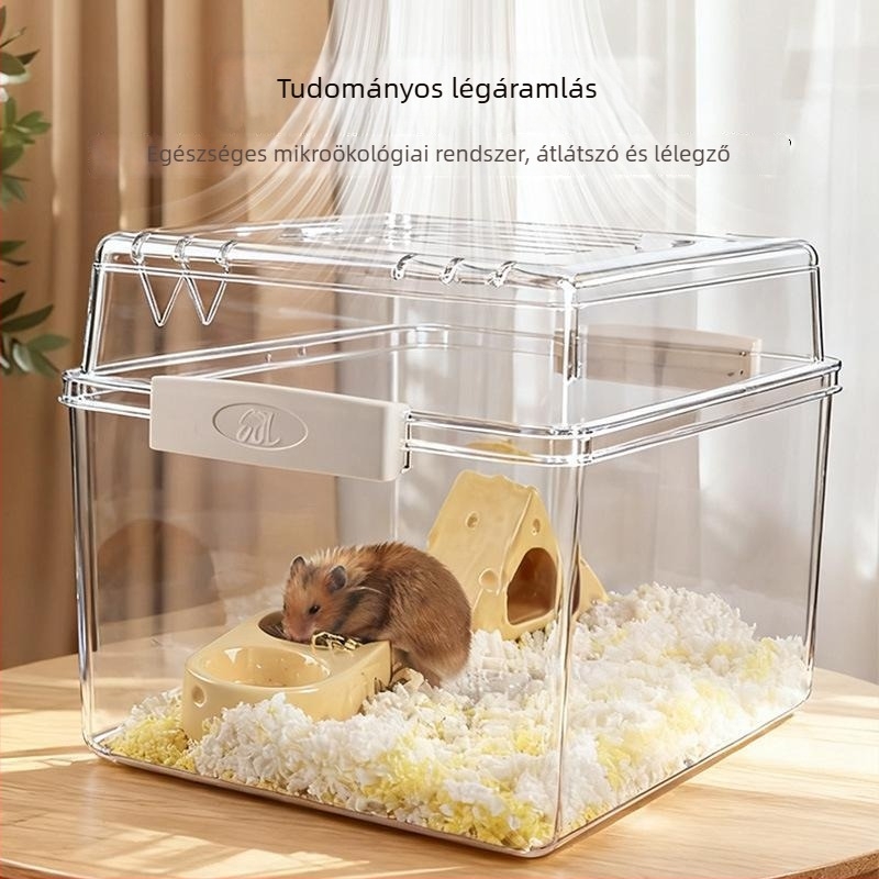 Hörcsög ketrec – műanyag, téglalap alakú, vízálló, hordozható, könnyen tisztítható