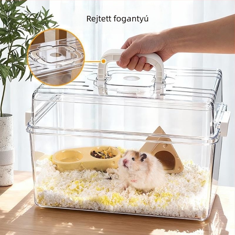 Hörcsög ketrec – műanyag, téglalap alakú, vízálló, hordozható, könnyen tisztítható